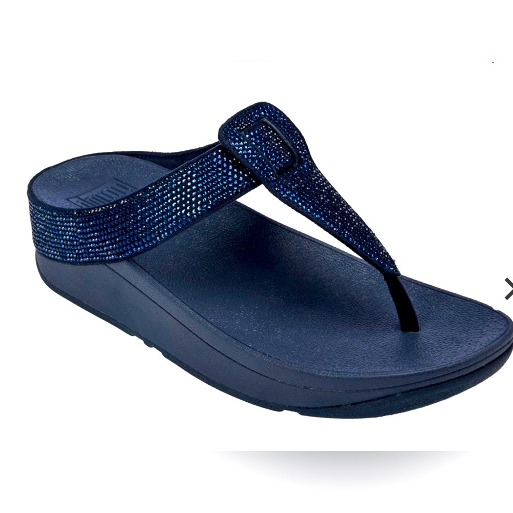 Fitflop Lulu’s Sparkling Midnight Blue Sandals. Size 8.